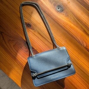Strathberry East West Mini Navy with Silver Hardware